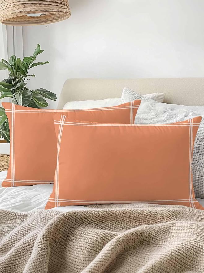 Vandarllin Waterproof Outdoor Pillow 1 Pack Solid Color Decorative Throw Pillows Cover & Insert 20x12 Inch Lumbar Pillowcase Orange Pillows for Couch Sofa Bed Patio Furniture Indoor Outdoor