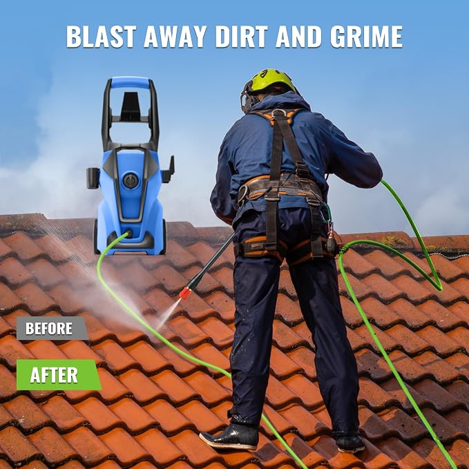 Professional Pressure Washer, Electric 5000PSI Power Washer with Foam Cannon,4 Nozzles,33FT Hose and Soap Bottle, Car/Driveway/Patio Clean,Blue