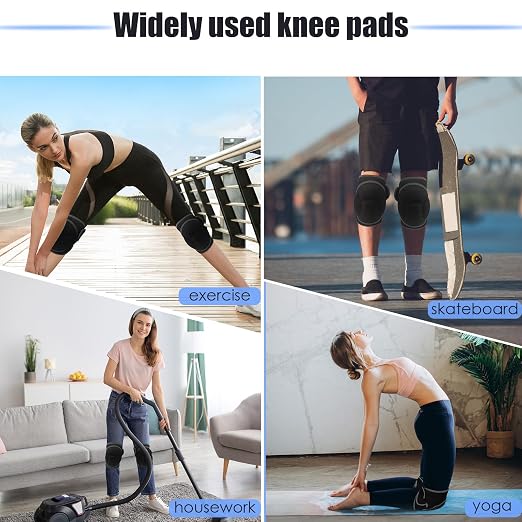 Knee Pads, Thick Sponge Anti-slip, Collision Avoidance Knee Pads, for Gardening Maintain， Running, Mountaineering, House Working (Black, X-Large)