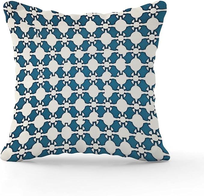 Blue Geometric Cushion Cases Blue and White Trellis Cushion Cover 26x26 INAbstract Accent Modern Decorative Pillow Covers for Patio Couch Bench