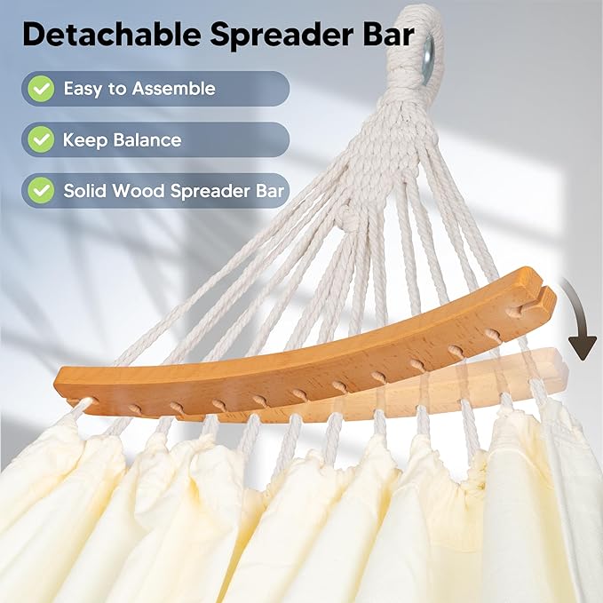 SUNCREAT Hammocks Hammock Replacement for Stand, Double Hammock with Carrying Bag, Hanging Straps, Beige