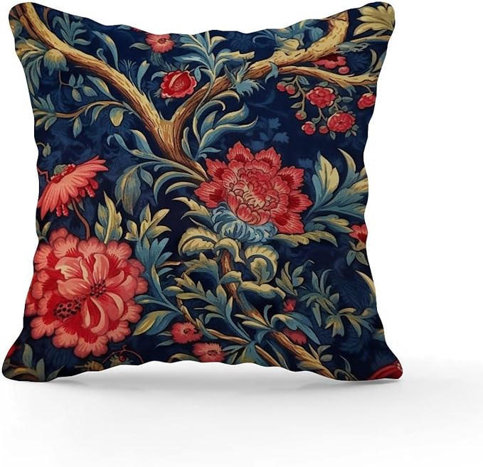 Navy Blue Floral Botanical Throw Pillow Covers Burgundy Gold Olive Pillow Covers 26x26 INAbstract Accent Decorative Cushion Cases Home Decor for Patio Tent Couch