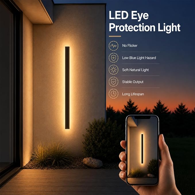 92 Inch Modern Outdoor Wall Lights 2 Pack, Long Modern Exterior Wall Light IP65 Waterproof LED 3000K Exterior Light Fixtures for House Front Porch Garage
