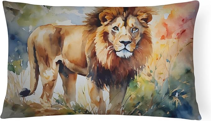 Caroline's Treasures DAC2953PW1216 Lion Throw Pillow Machine Washable, Indoor Outdoor Decorative Pillow for Couch, Bed or Patio, 12HX16W