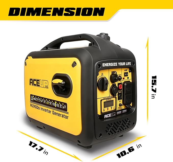 Aceup Energy 2500 Watt Portable Inverter Generator, Super Quiet Gas Powered Generator for Home use, Camping, EPA Compliant