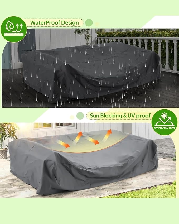 U-MAX Metal Patio Furniture Set with Waterproof Cover, 6 Pieces Outdoor Conversation Set with Coffee Table&Side Table, Outdoor Couch Sofa Modern Setting Set with Beige Cushions for Lawn, Backyard