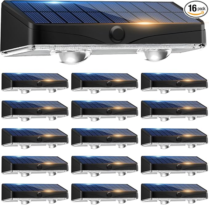 kolpop Solar Fence Lights Outdoor,11 Modes&9 Colors RGB/Cold/Warm White Fence Lights Solar Powered,IP65 Waterproof, 60LM LED Color Changing Solar Lights for Backyard,Wall,Deck,Party,Decor 16 Pack