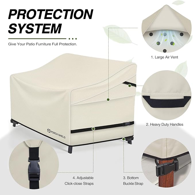 Porch Shield Waterproof Outdoor Deep Seat Sofa Cover –Patio Furniture Couch Cover 92W x 40D x 35H inch, Beige