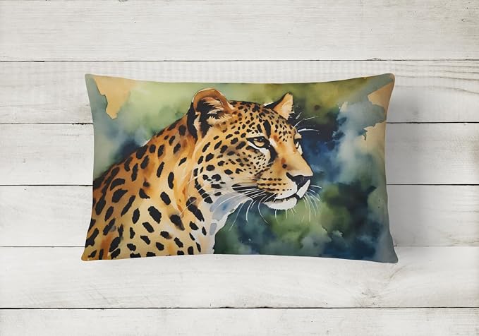 Caroline's Treasures DAC2948PW1216 Leopard Throw Pillow Machine Washable, Indoor Outdoor Decorative Pillow for Couch, Bed or Patio, 12HX16W