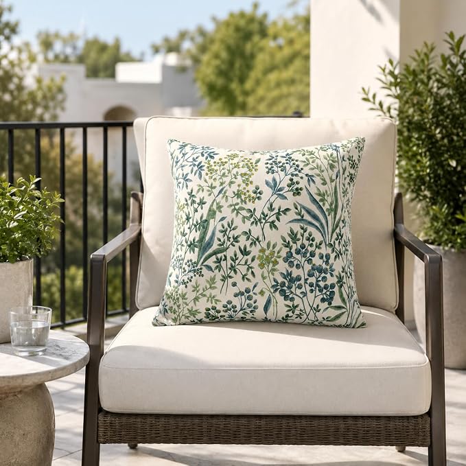 Outdoor Pillows 18"x18" Waterproof Decorative Pillows with Inserts | Set of 2 Fade Resistant Patio Throw Pillows for Porch Garden Couch and Patio Furniture
