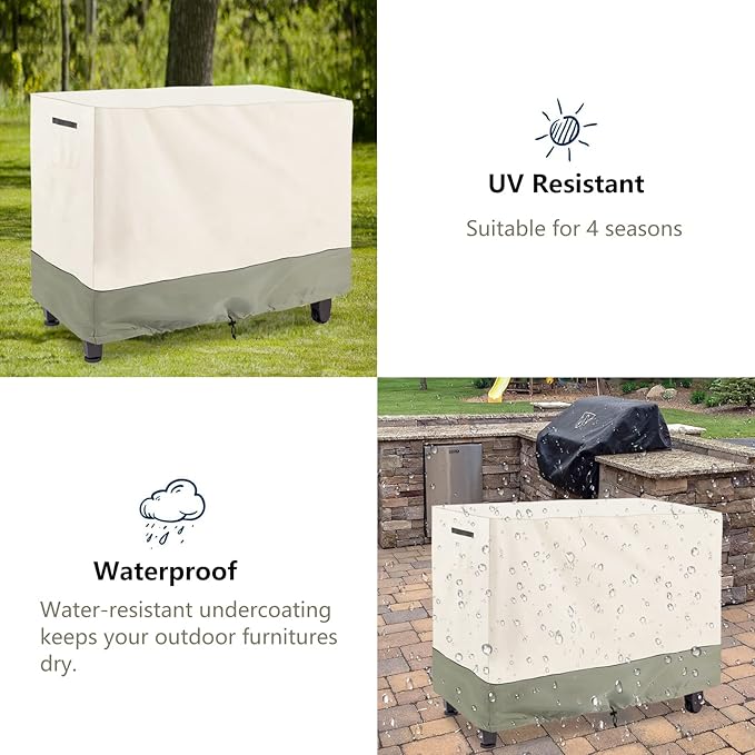 Bitubi Prep Table Cover with Split Zipper for 52 Inch Keter Unity XL Portable Outdoor Table, Heavy Duty Waterproof Fabric, Compatible with 52 Inch Kitchen Island Table, Beige