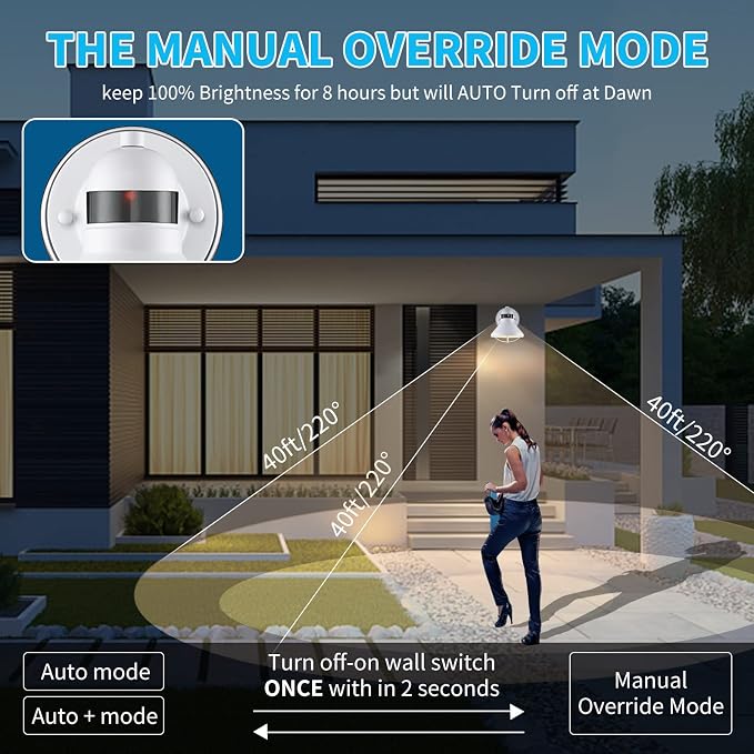 2 Pack Dusk Dawn Motion Sensor Outdoor LED Porch Light Fixtures | Exterior Wall Sconce White Outside Barn Lightings Rustic Wall Mount Lantern for House Patio Garage Farmhouse Entryway