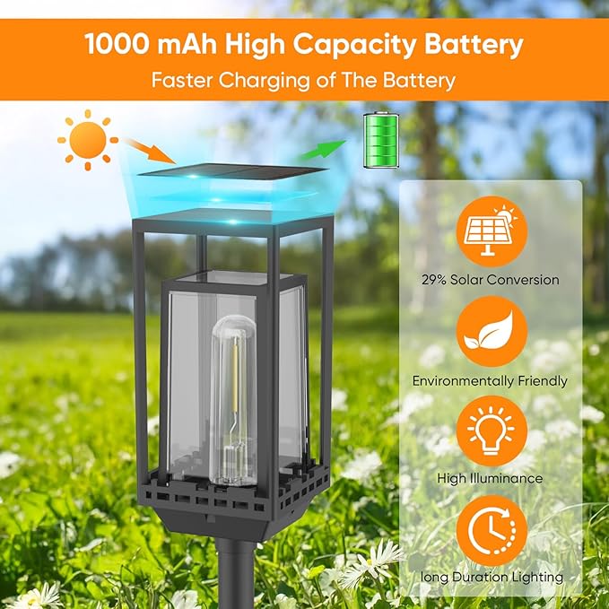 4 Pack Solar Pathway Lights Outdoor,IP65 Waterproof - Bright Outdoor Solar Lights for Yard,Auto On/Off Pathway Lights Solar Powered,Solar Path Lights for Walkway Driveway Garden