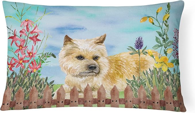 Caroline's Treasures CK1252PW1216 Cairn Terrier Spring Canvas Fabric Decorative Pillow Machine Washable, Indoor Outdoor Decorative Pillow for Couch, Bed or Patio, 12HX16W