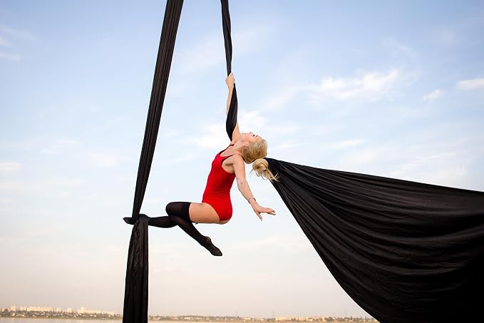 F.Life Aerial Silk 10 Yards Kit Durable Aerial Yoga Hammock with Hardware & Guide Aerial Swing for Acrobatic Flying Yoga