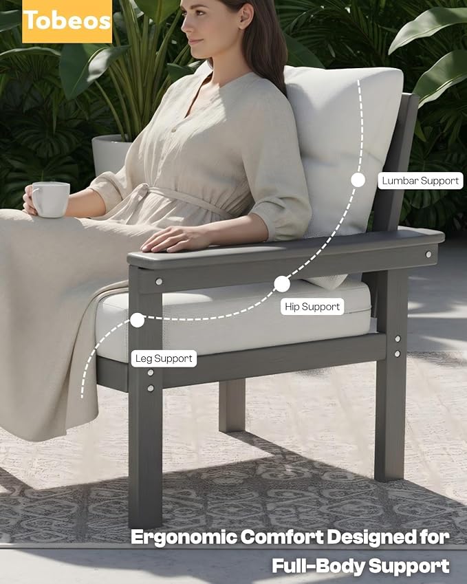 HDPE 7 Piece Patio Furniture Set, All-Weather Outdoor Couch Set with Thick Cushions & Table & Umbrella, Patio Conversation Sets for Lawn, Garden, Porch, Balcony, Deck, Poolside, Grey & Beige