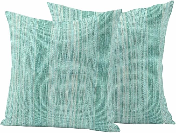 Abstract Teal Outdoor Pillow Covers 26"x26" Set of 2, Rustic Farmhouse Minimalist Teal Vertical Striped Lines Waterproof Throw Pillow Covers for Patio Furniture, Decorative Cushion Covers for Porch