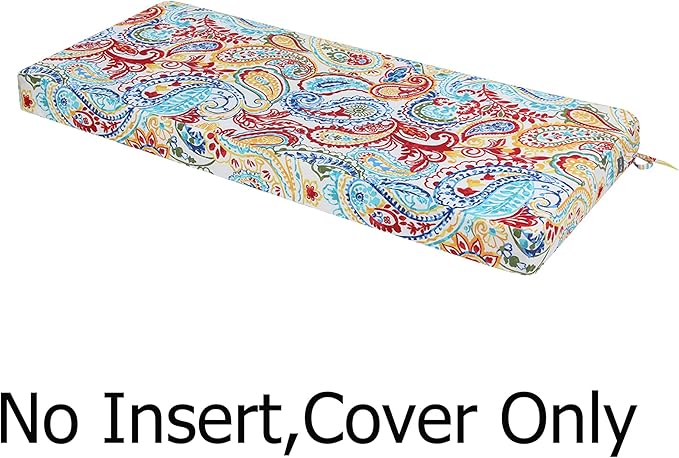 FUNHOME Outdoor Bench Cushion Cover 42 x18 x 3 inch,Water Resistant Cover with Zipper&Ties,Fade-Resistant Slipcover,Patio Porch Swing Cushion Cover Replacement Only,No Insert(Phoenix)