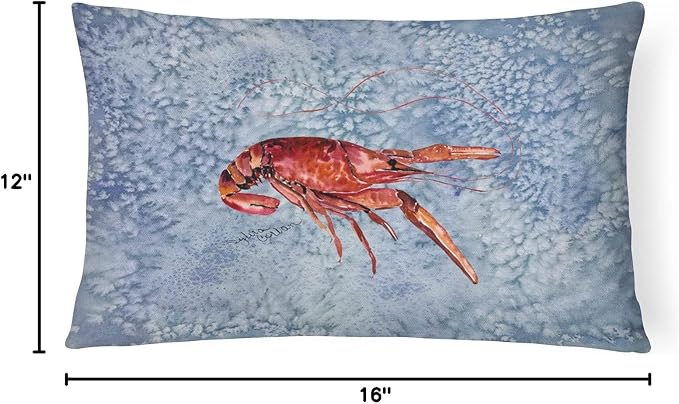 Caroline's Treasures 8231PW1216 Crawfish Canvas Fabric Decorative Pillow Machine Washable, Indoor Outdoor Decorative Pillow for Couch, Bed or Patio, 12HX16W
