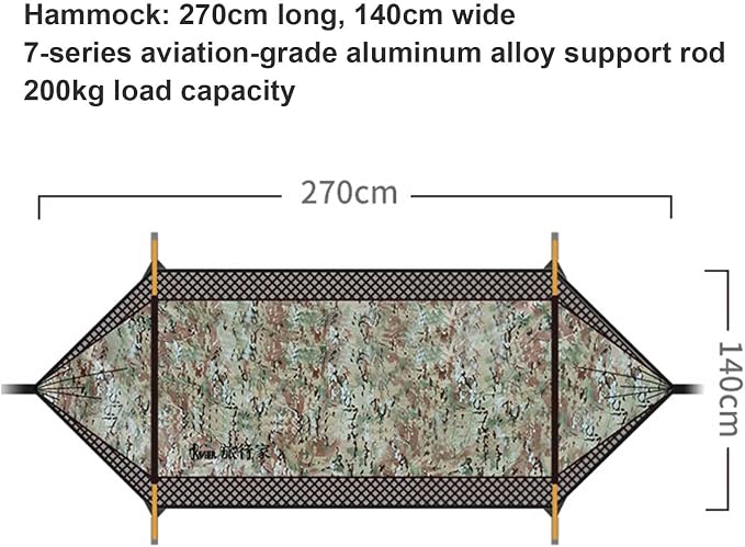 3 in 1 Hammock Shelter Set, Portable Camping Hammock with RainFly & Mosquito Net, Anti-Roll Hammock Tent for Outdoor Hiking Travel Expedition