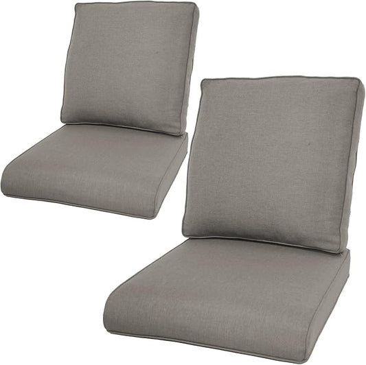 Luxury 22*24*4in Outdoor Patio Cushions, 2 Pieces Grey Outdoor Cushion | Water-Resistant, Reversible, Removable Cover, Stain-Resistant, for Patio Chairs Sofa Couch Loveseat