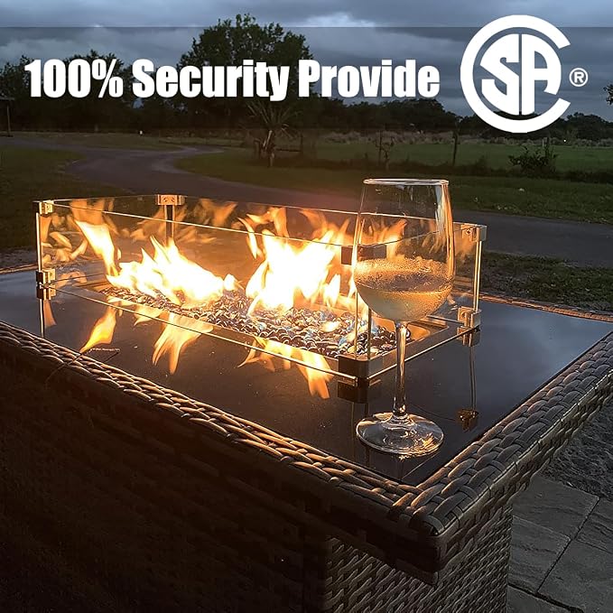LayinSun 8 Pieces Patio Furniture Set with Fire Pit Table, Black Rattan Modular Sectional Patio Conversation Sofa Set