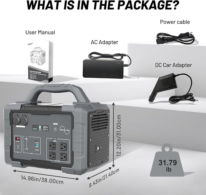 1000W Portable Power Station 1024Wh LiFePO4, 1024Wh Backup Battery，Solar Generator for Home Emergency Camping