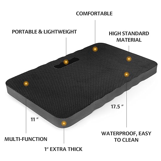 HOOPLE Extra Thick Kneeling Pad 2 Pack, Large Foam Kneeling Cushion for Gardening, Bath, Exercise, Yoga & Garage Work, Waterproof Comfort Knee Mat, Durable Outdoor Garden Kneeler 17.5 x 11 x 1 Inch