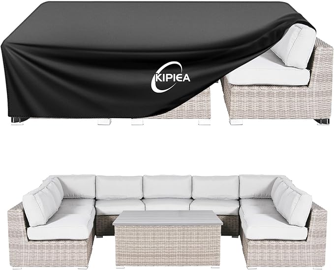 Kipiea Outdoor Furniture Covers Waterproof, 420D Heavy-Duty Patio Furniture Set Covers, No Tears Anti UV No Fading(114" L x 78" W x 28" H)