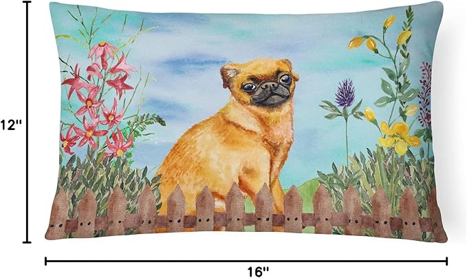 Caroline's Treasures CK1229PW1216 Small Brabant Griffon Spring Canvas Fabric Decorative Pillow Machine Washable, Indoor Outdoor Decorative Pillow for Couch, Bed or Patio, 12HX16W