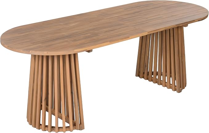 Christopher Knight Home Evana Acacia Wood Dining Table Set for 6, Solid Wood Outdoor Dining Set for 6, Modern Oval Patio Dining Table and Chair Set with Cushions, Brown + Light Teak + Beige