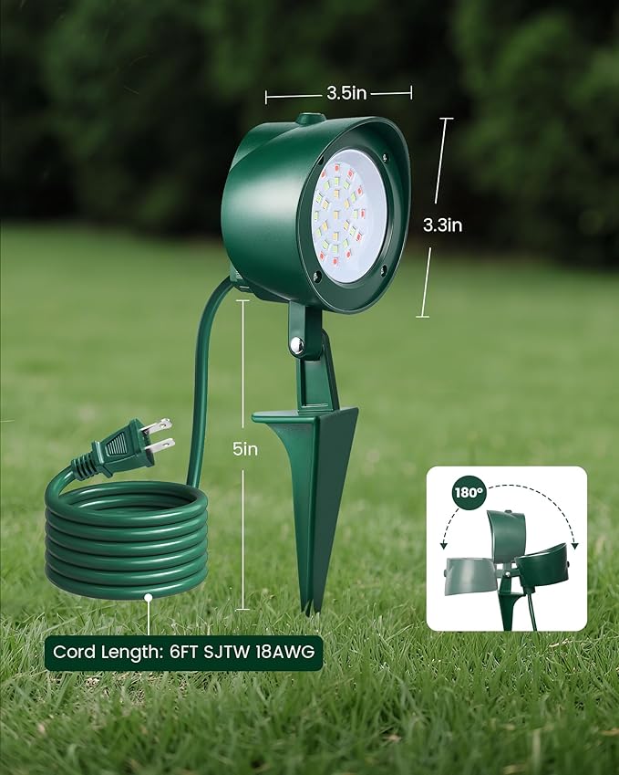 SURAIELEC Dusk to Dawn Christmas Spotlight Outdoor, Red & Green Decorative LED Landscape Spotlights with Timer, 6000K Daylight Waterproof Flood Lights for Yard, Tree, Flag, ETL Listed, 2 Pack