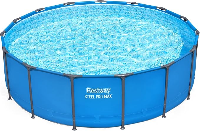 Bestway Steel Pro MAX 15’ x 48" Above Ground Pool, Round Metal Frame Outdoor Swimming Pool for Backyard, Blue, POOL ONLY