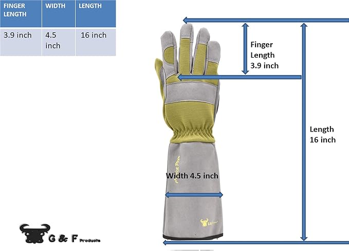 G & F Products Florist Pro Rose Gardening Gloves, Synthetic Leather Palm, Thorn Protection, Long Sleeve