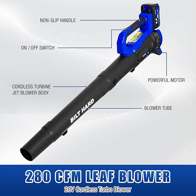 BILT HARD 20V Cordless Weed Wacker and Blower Combo, 12” Electric String Trimmer Edger with 2 x 4.0Ah Batteries and Dual Charger, Lightweight Leaf Blower for Lawn Care