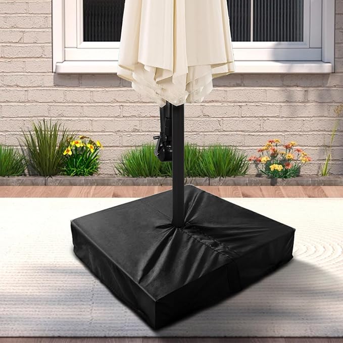 Patio Umbrella Base Cover for Outdoor Umbrellas Base,Heavy Duty 600D Waterproof Anti-UV,30"L x 30"W x 5"H,Outside Square Umbrella Stand Base Covers (Black)