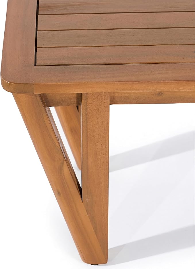 Christopher Knight Home para Acacia Wood Patio Dining Set with Bench, Solid Wood Outdoor Dining Table Set for 6, Outdoor Dining Set with Water-Resistant Cushion, Teak+Beige