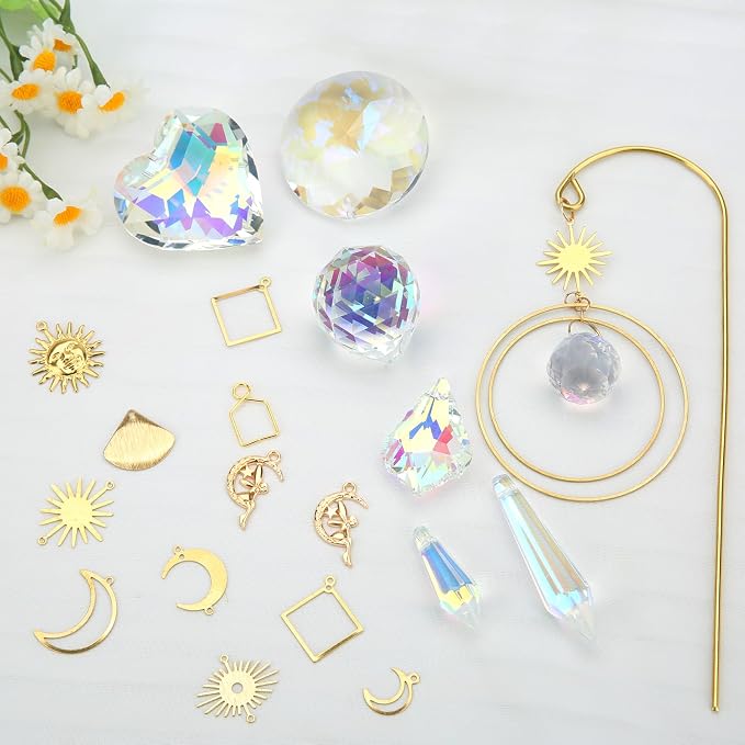 DIY Sun Catcher Kits for Adults, 260pcs Crystal Suncatchers Making Supplies | for Garden Plant Indoor Windows Hanging Arts and Crafts Kit for Women Valentines Mother's Day Birthday Gifts Home Decor