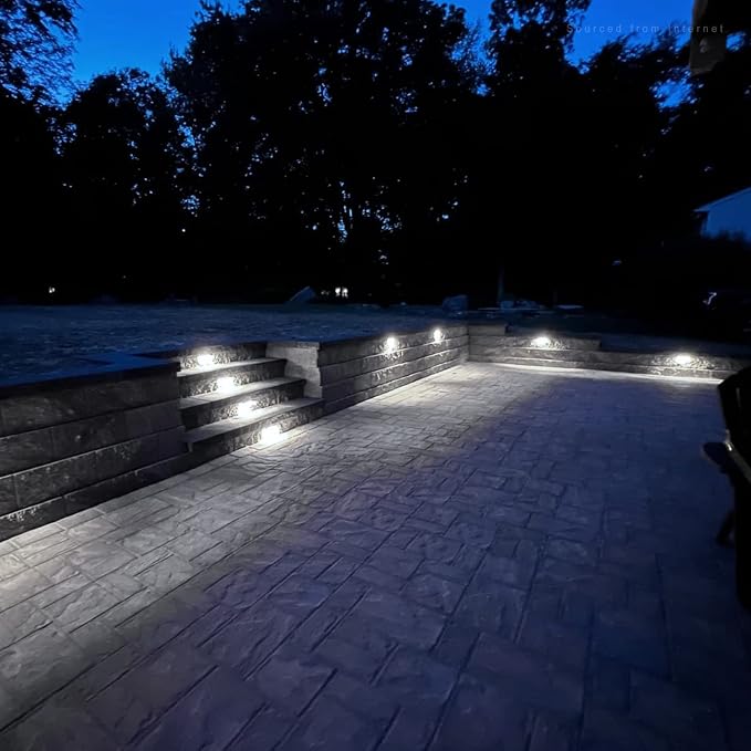 LEONLITE 4-Pack 7 Inch LED Hardscape Lighting, 5000K Daylight | LED Landscape Lighting, 12V AC/DC Paver Light Low Voltage Retaining Wall Lights, 4.5W Outdoor Step Lights, ETL