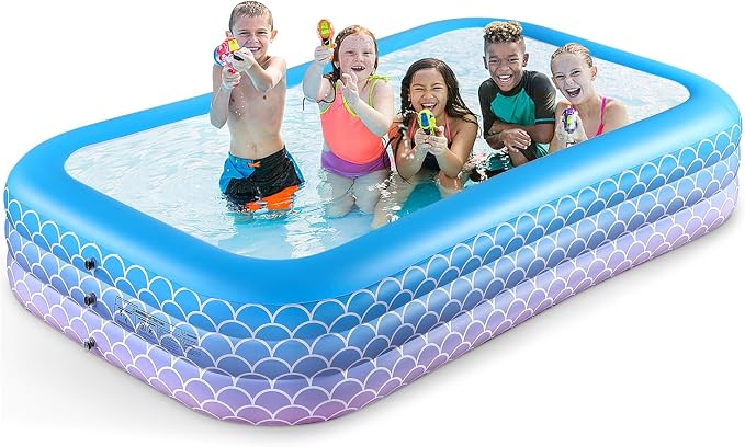 2025 Upgrade Inflatable Pool for Kids and Adults-120"*72"*22" Full-Sized Inflatable Swimming Pool Leakproof Blow Up Above Ground for Backyard Outdoor Garden Summer Water Party Pink