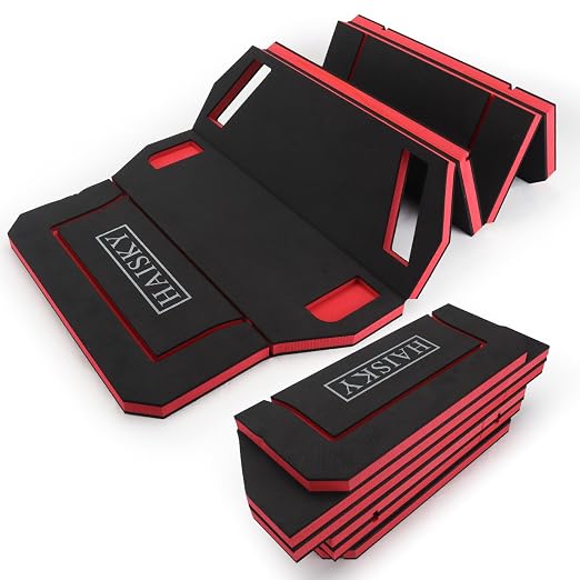 Foldable Mechanic Kneeling Pad,22.44" Wide EVA Foam Mat,1 Pack,Red | 1.2" Thick High Density Cushioning Foam Kneeling Mat with Tool Slots for Car Repair, Gardening, Yardwork,Auto-Repair,Camping