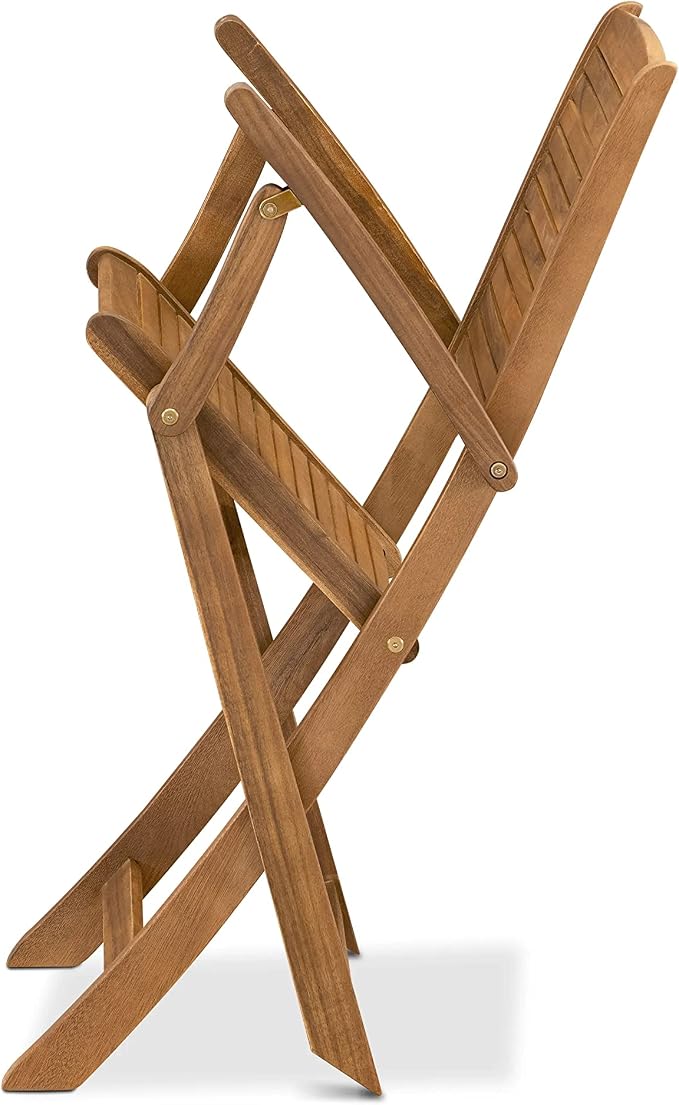 East West Furniture AEHD5CANA 5 Piece Patio Dining Set Consist of a Rectangle Outdoor Acacia Wood Dining Table and 4 Folding Arm Chairs, 36x60 Inch, Natural Oil