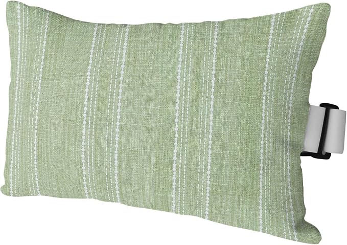 Farmhouse Outdoor Pillow for Chaise Lounge Chair Solid Green Linen Texture Vintage Waterproof Recliner Headrest Pillow Lumbar Pillows with Adjustable Elastic Strap for Beach, Pool, Patio(1 Pack)