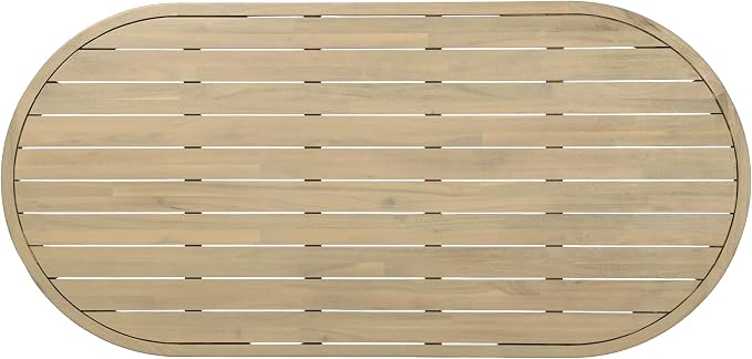 Christopher Knight Home Domac Acacia Wood Dining Table Set for 6, Solid Wood Outdoor Dining Set for 6, Oval Patio Dining Table and Chair Set with Cushion & Rope Accent, Cream Beige+Grey+Light Teak