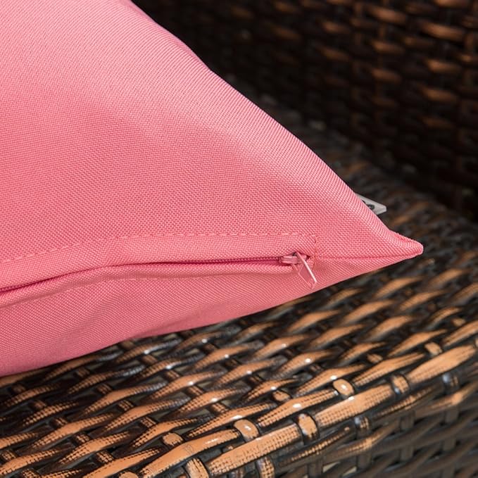 MIULEE Pack of 2 Decorative Outdoor Waterproof Pillow Covers Pink Bundle 18x18 Pillow Inserts Set of 2 Square Decorative Throw Pillows