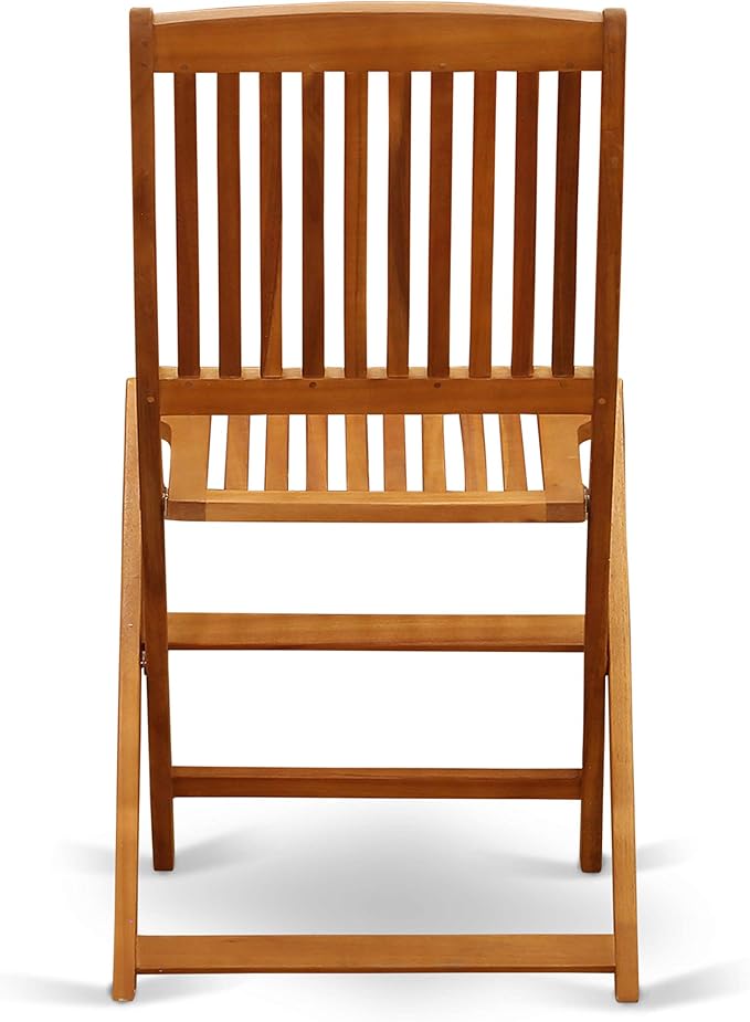 East West Furniture AECM5CWNA 5 Piece Patio Bistro Dining Furniture Set Includes a Rectangle Outdoor Acacia Wood Table and 4 Folding Side Chairs, 36x60 Inch, Natural Oil
