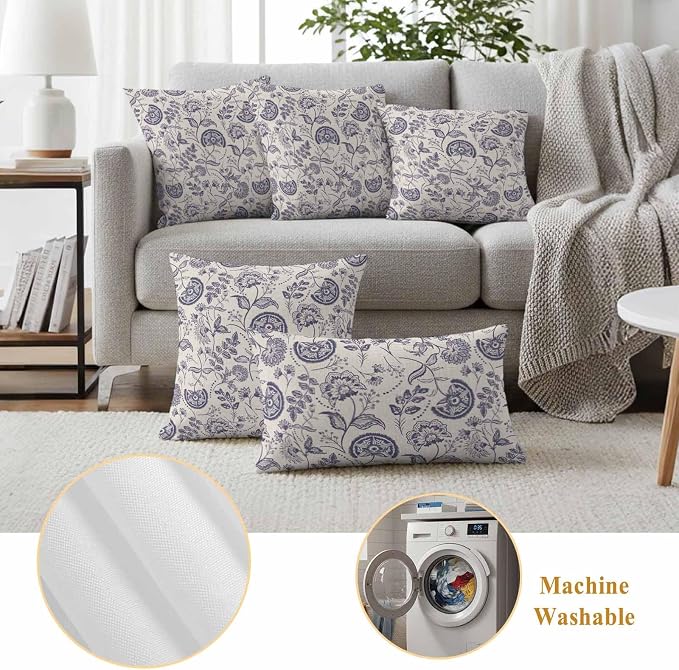 Outdoor Pillow Covers 20x20 Set of 2, Vintage Spring Floral Waterproof Patio Throw Pillow Covers for Couch Sofa Chair, Farmhouse Botanical Decorative Pillowcases for Throw Pillows