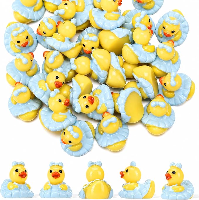 30 Pcs Ballet Ducks, Mini Ballet Resin Ducks Bulk, Fun Printed Toy Figures for Birthday Party Favors, Themed Decor, Kids Gift Collection (Blue Ballet Dancer)