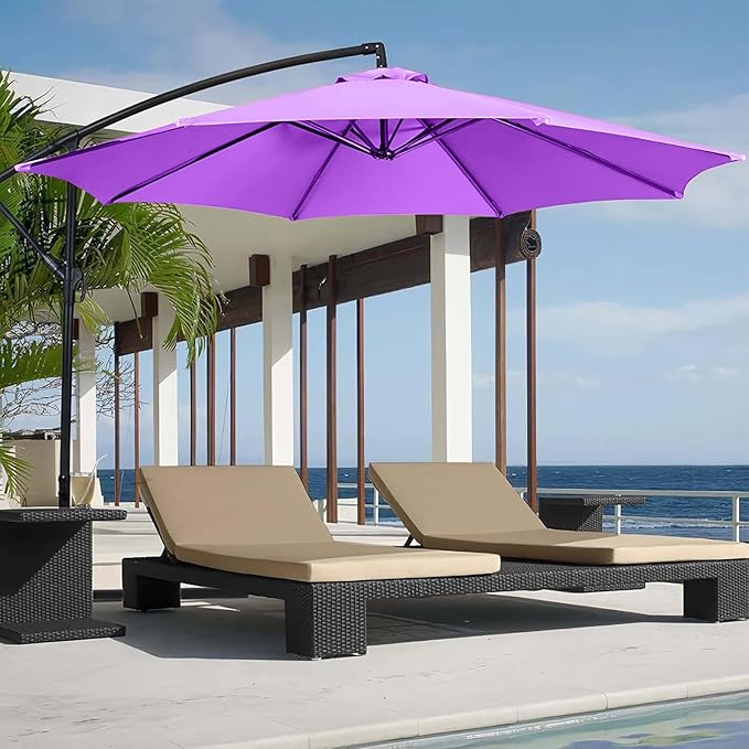 9ft Patio Umbrella Replacement Canopy for 8 Rib, Outdoor Table Market Yard Umbrella Replacement Top Cover (Canopy Only),Purple