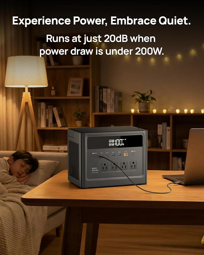 Portable Power Station 1000W, 576Wh Solar Generator with PD 100W USB-C Fast Charging, Power Bank 110V Pure Sine Wave AC Outlet LiFePO4 Battery for Outdoors Camping Home Use Emergency RVs (Peak 2000W)